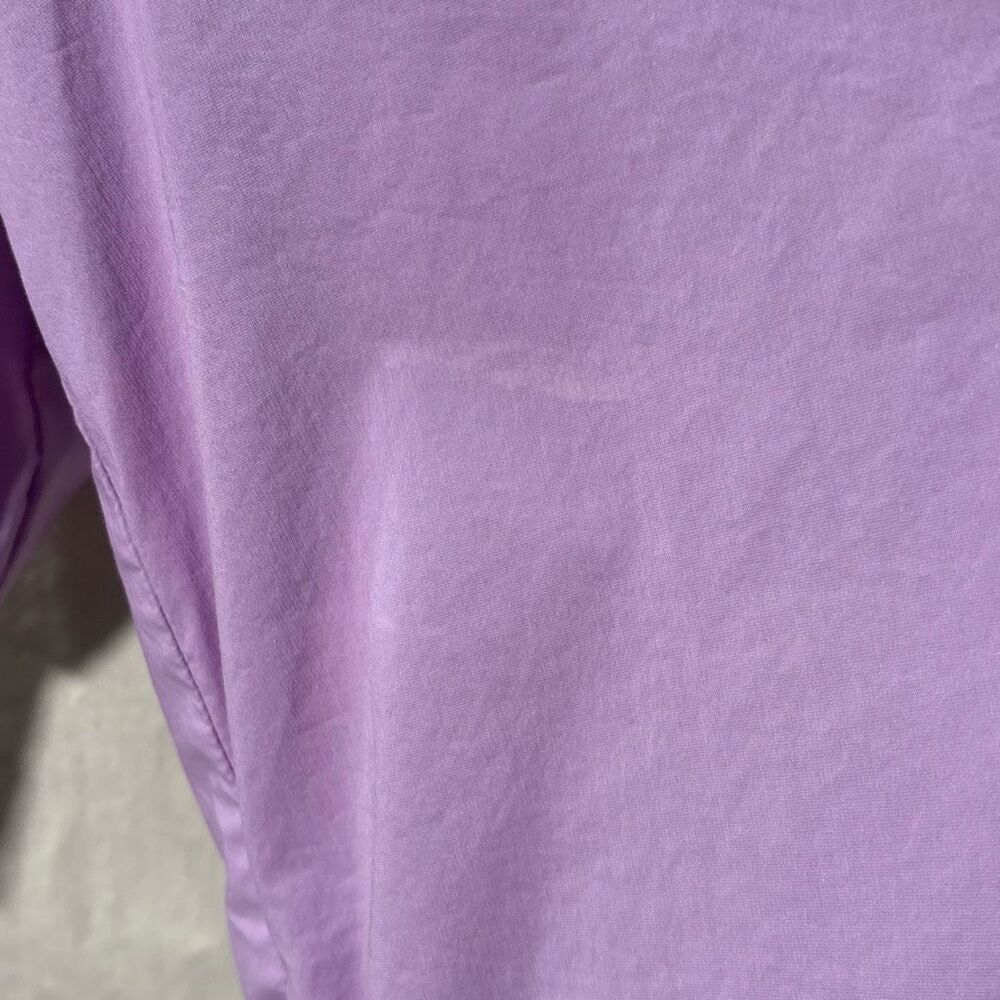 Caryn Lawn Purple Ruffle Neck Tunic Dress 3/4 Sleeve Smocked Cuff Cottagecore - Picture 3 of 9